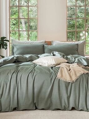 Meemoo Queen Duvet Cover 100% Cotton Soft Bedding Neutral Minimalist (No Shams)